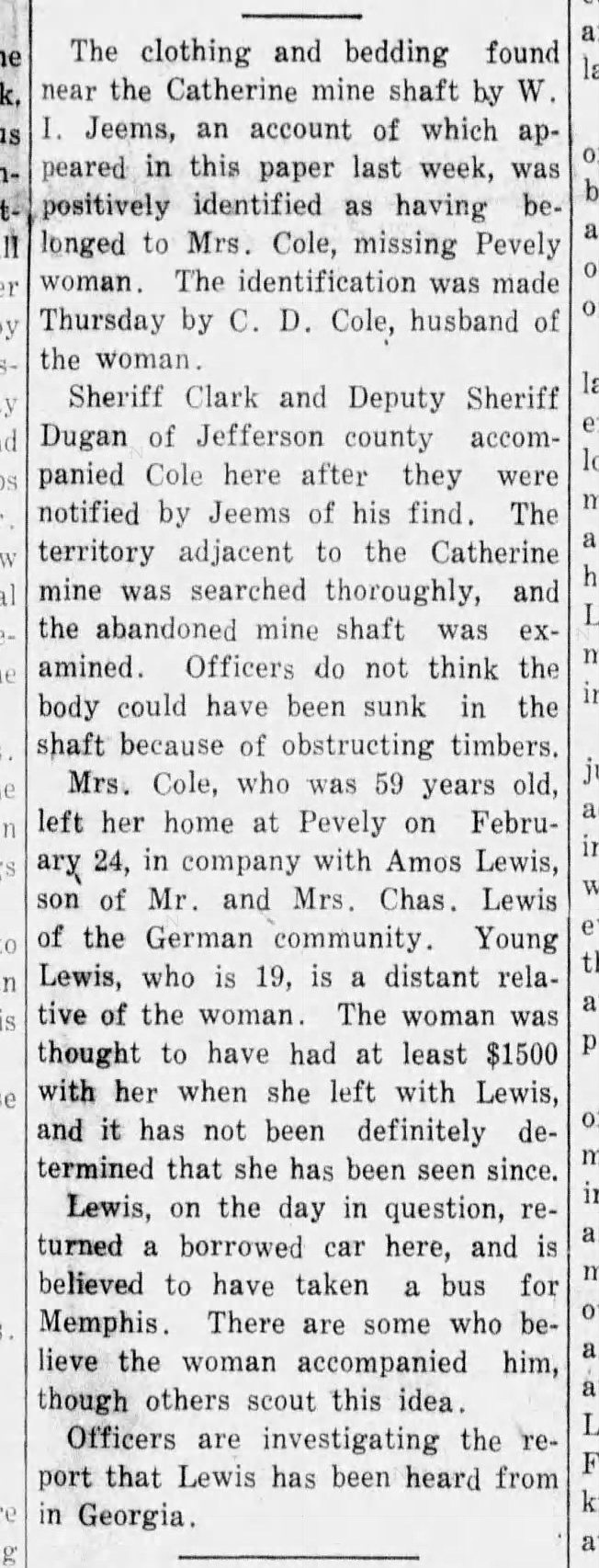 The follow-up on the mine shaft evidence.