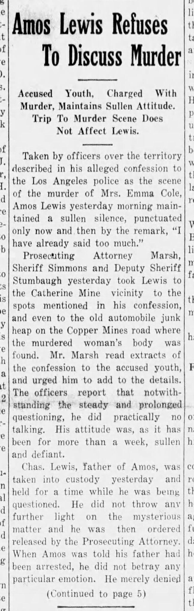 Formally charged with the murder of Emma Cole.